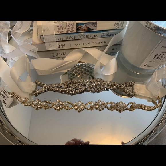 Wedding Belt -White Ribbon sashes (gold or silver) - Picture 4 of 5